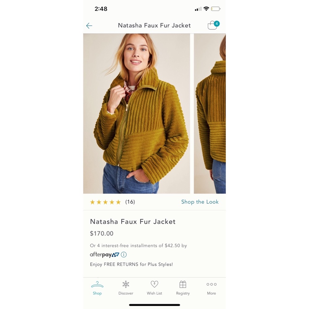 Anthropologie Natasha Faux Fur Jacket